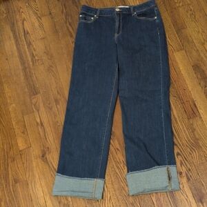 1822 Denim Dark Blue Cuffed Jeans